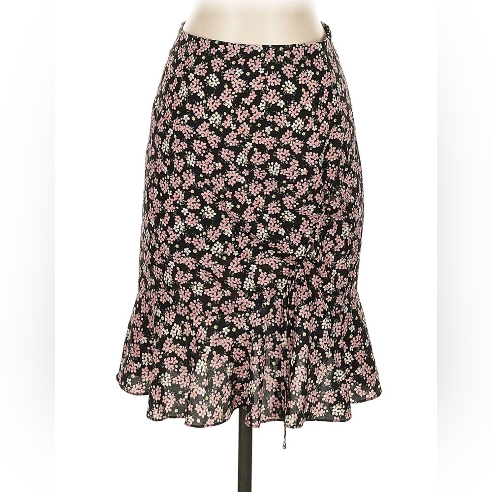 INTERMIX Amina Black Dainty Floral Print Silk Side Tye High waist Size 2 NWT